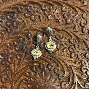 Elegant Silver and Yellow Gemstone Earrings